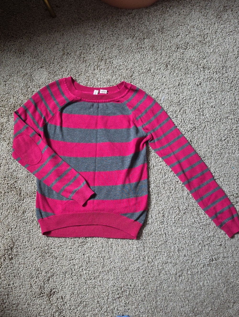 Red Camel Pink and Gray Striped Crewneck Sweater